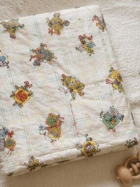 VTG 80s Romper Room Baby Crib Blanket Plush Soft Nursery